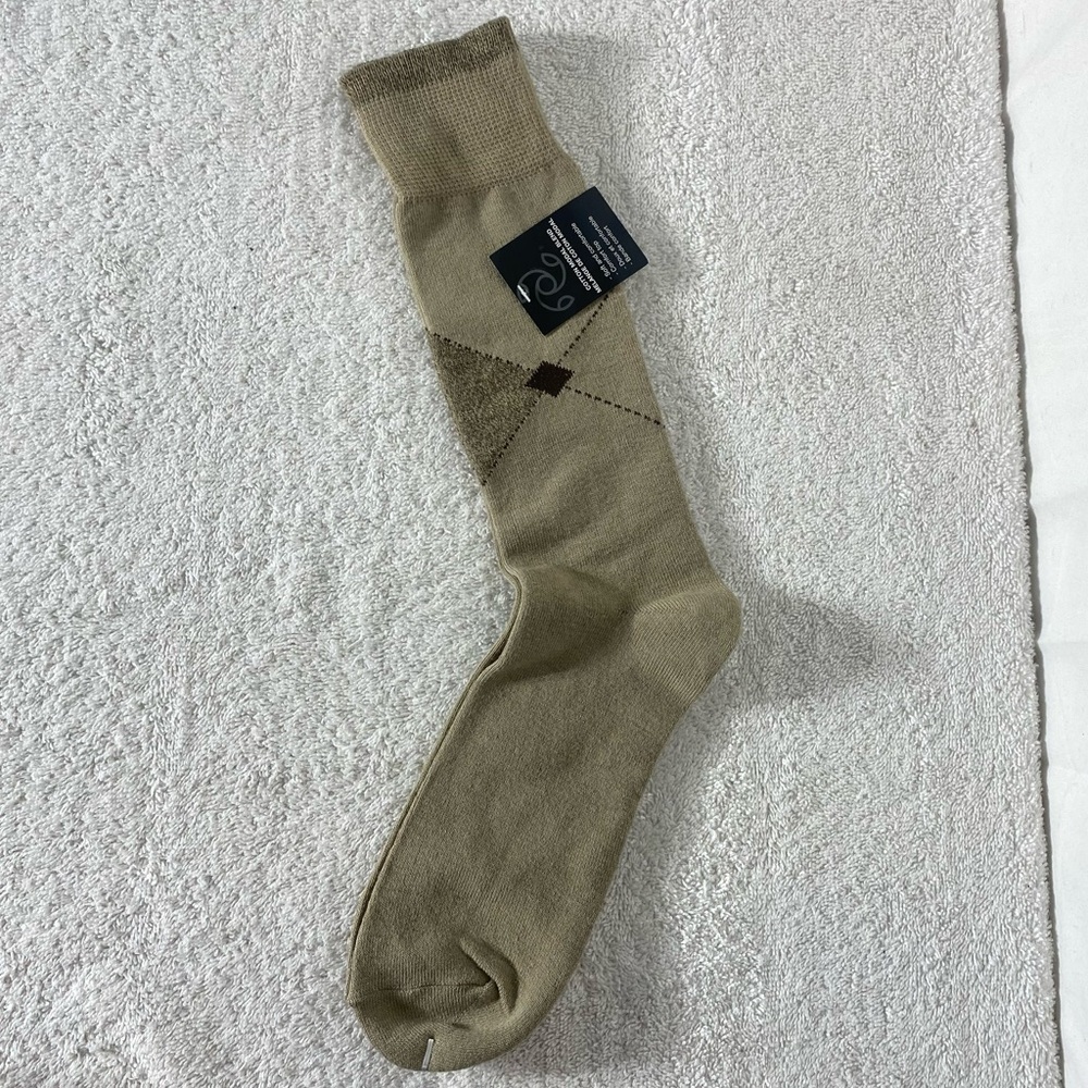 5/$25 Tan Brown Cotton Modal Blend Argyle Dress Socks NWT